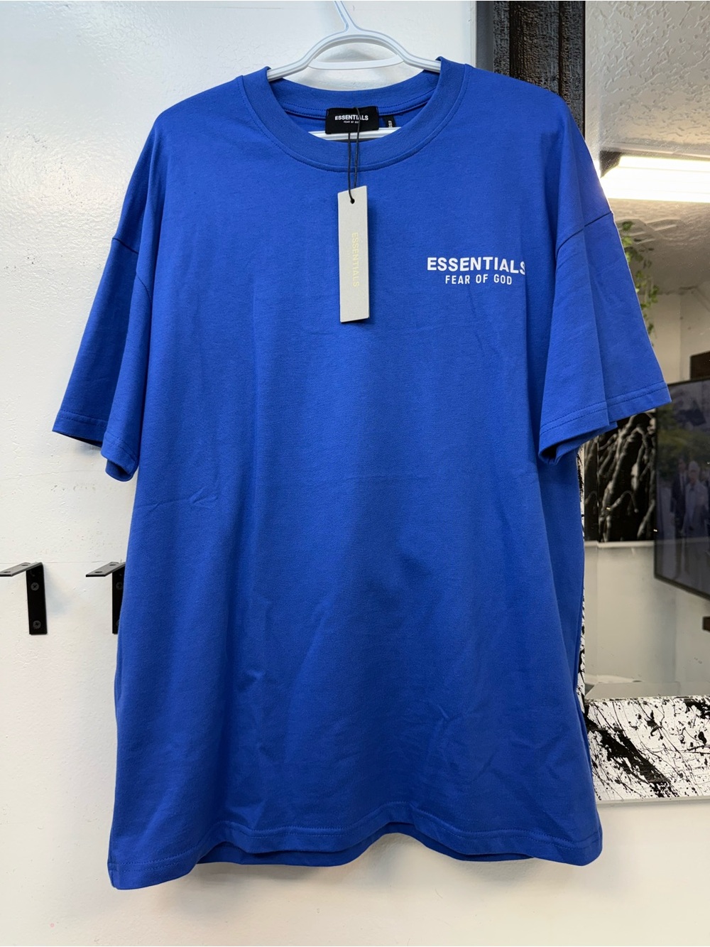 Fear of God Essentials Crenshaw Short Sleeve Blue with White stitched big Script